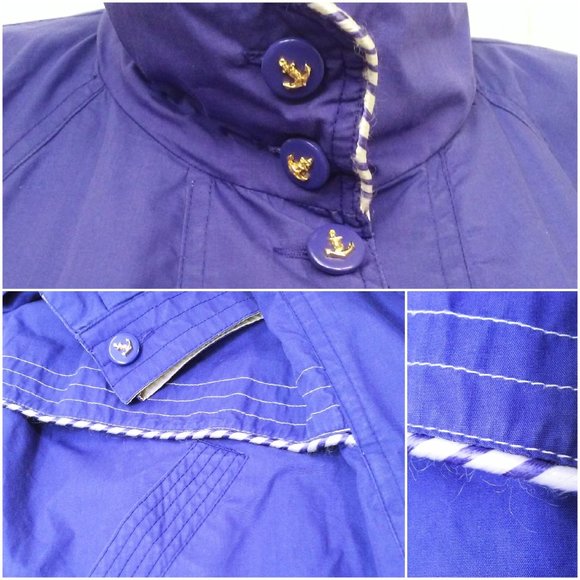 Vintage 90s London Fog Towne Chore Coat Utility Cargo Jacket -S Pockets Purple - Picture 5 of 10